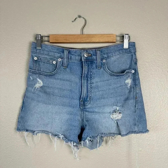 Madewell The Perfect Jean Short Distressed Shorts Light Wash Size 27 - Picture 4 of 6